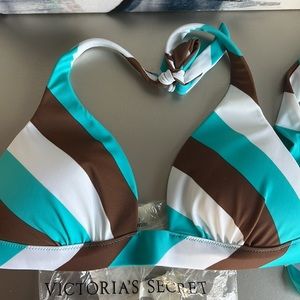 Victoria’s Secret Diagonal Stripe Halter Bikini Top